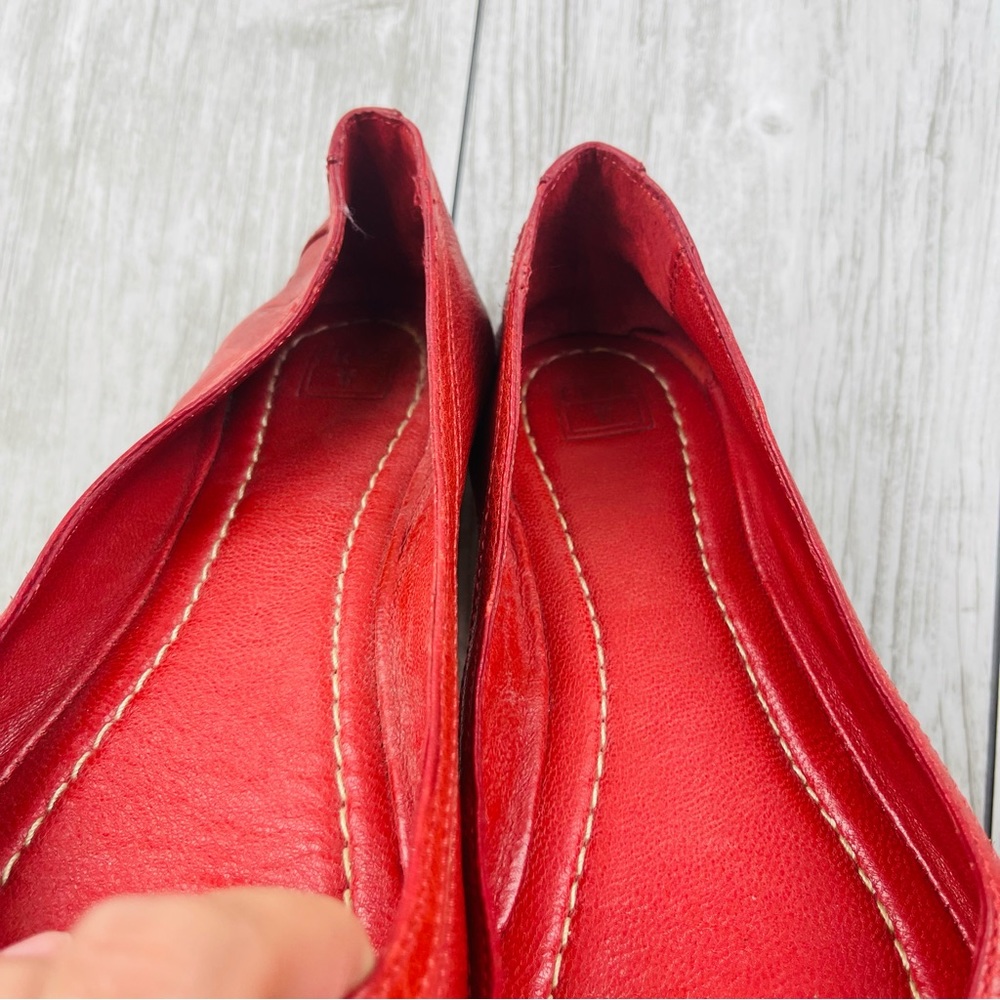 Frye Carson Ballet Coral Red Leather Flat Slip On Size 8 - Picture 5 of 10